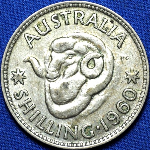 1960 Australian Shilling, 'average circulated' - Click Image to Close