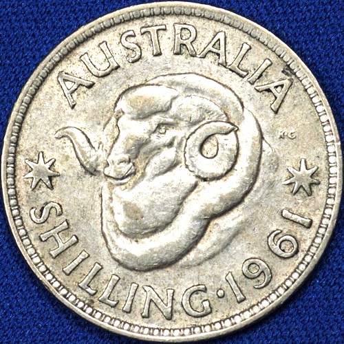 1961 Australian Shilling, 'average circulated'