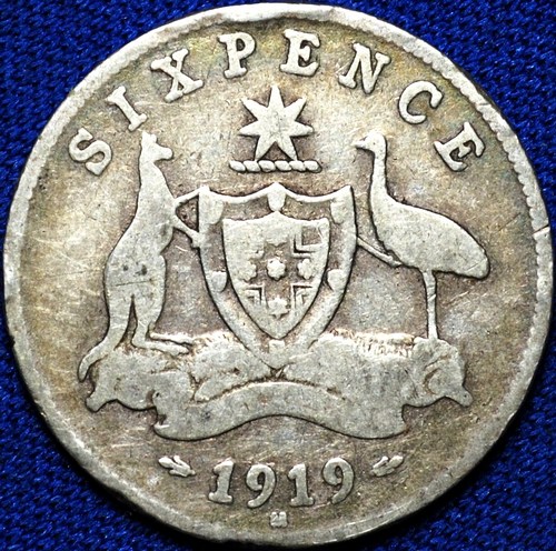 1919 Australian Sixpence, 'Very Good', detractors - Click Image to Close