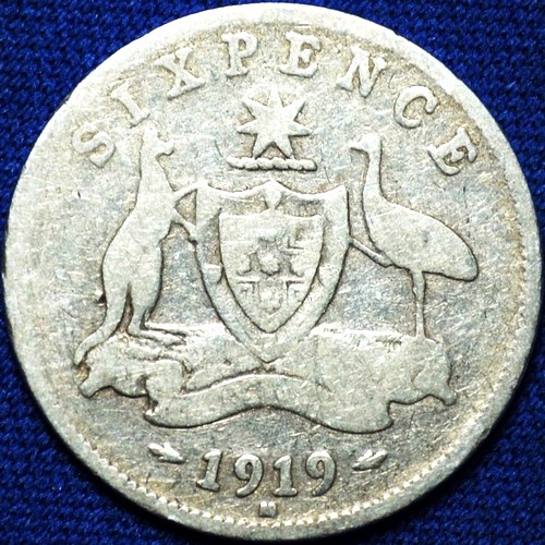 1919 Australian Sixpence, 'about Very Good' - Click Image to Close