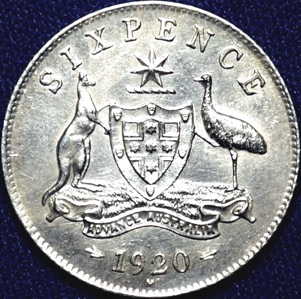 1920 m Australian Sixpence, 'about Uncirculated' - Click Image to Close