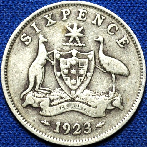 1923 Australian Sixpence, 'Very Good / about Fine' - Click Image to Close