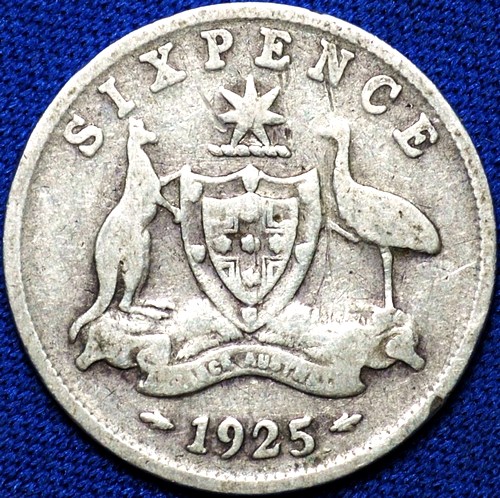 1925 Australian Sixpence, 'Very Good' - Click Image to Close