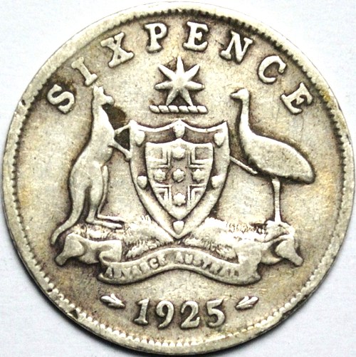 1925 Australian Sixpence, 'VG / aF', detractors - Click Image to Close