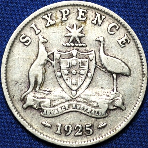 1925 Australian Sixpence, 'good Very Good / Fine' - Click Image to Close