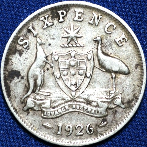 1926 Australian Sixpence, 'Fine / Very Fine' - Click Image to Close