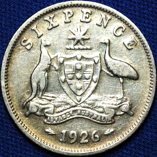 1926 Australian Sixpence, 'gVG / gF', lighter marks - Click Image to Close