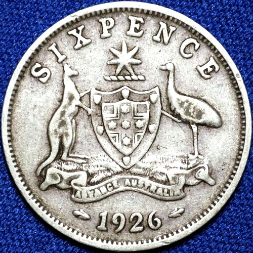 1926 Australian Sixpence, 'good Very Good / Fine', dot error - Click Image to Close