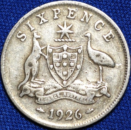 1926 Australian Sixpence, 'Very Good / about Fine' - Click Image to Close