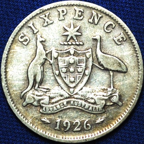 1926 Australian Sixpence, 'Very Good / Fine', detractors - Click Image to Close