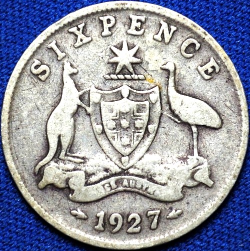 1927 Australian Sixpence, 'good Very Good' - Click Image to Close