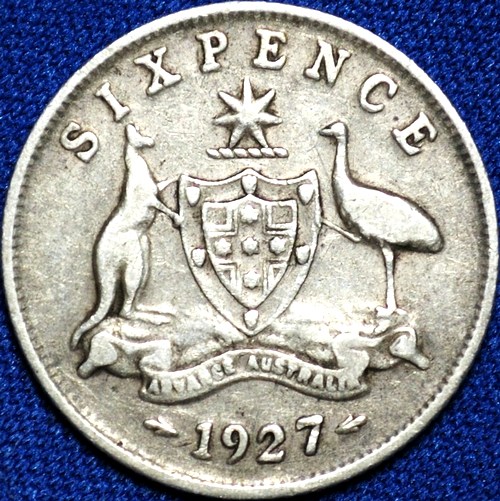1927 Australian Sixpence, 'Fine' - Click Image to Close