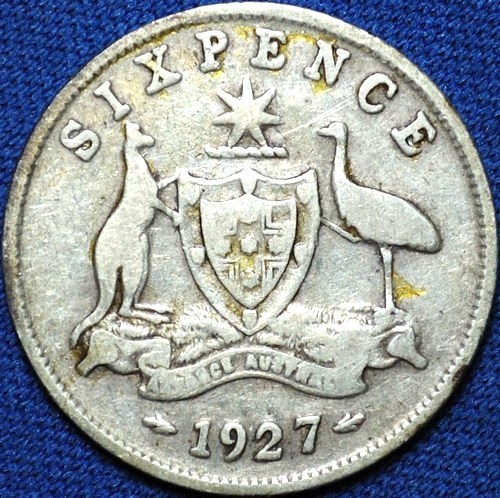 1927 Australian Sixpence, 'Very Good' - Click Image to Close