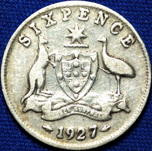 1927 Australian Sixpence, 'good Very Good / about Fine' - Click Image to Close