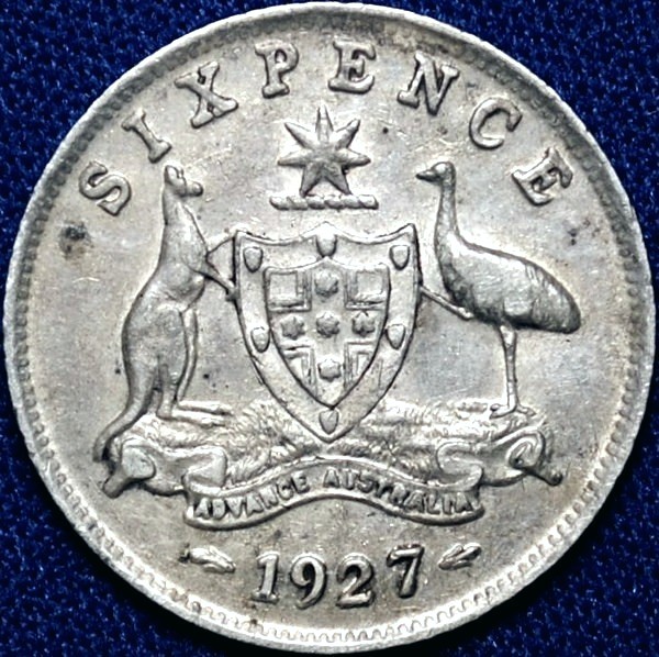 1927 Australian Sixpence, 'Very Fine'