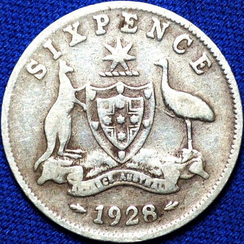1928 Australian Sixpence, 'Very Good'