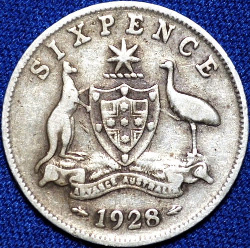 1928 Australian Sixpence, 'Very Good / Fine'