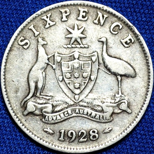 1928 Australian Sixpence, 'good Very Good / Fine' - Click Image to Close