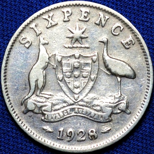 1928 Australian Sixpence, 'good Very Good / Fine', cleaned