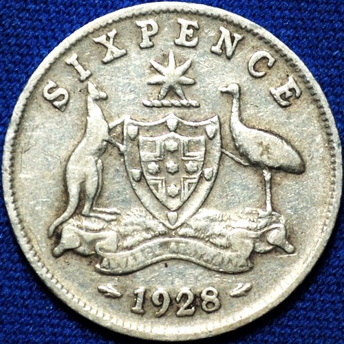1928 Australian Sixpence, 'good Very Good / Fine' - Click Image to Close