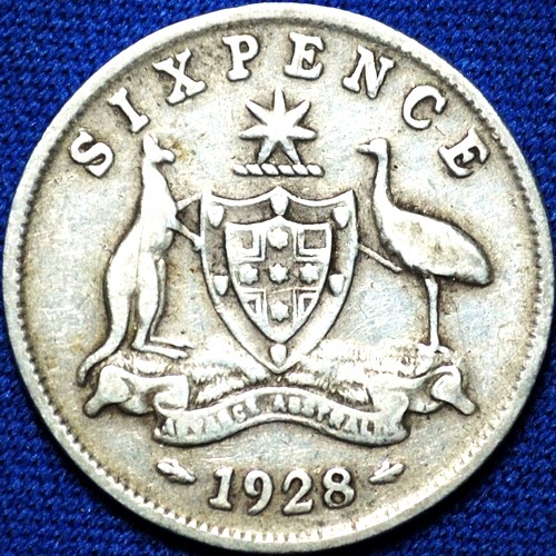 1928 Australian Sixpence, 'Very Good / about Fine' - Click Image to Close