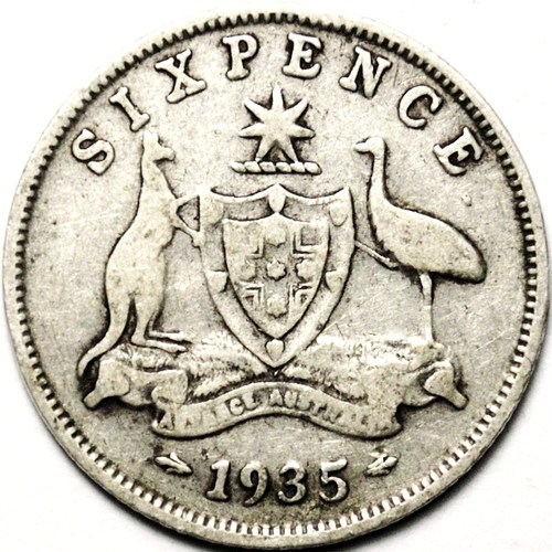 1935 Australian Sixpence, 'good Very Good', dot error - Click Image to Close