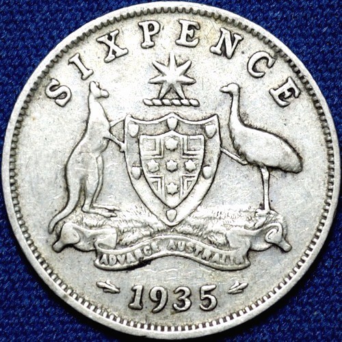 1935 Australian Sixpence, 'Fine / good Fine' - Click Image to Close