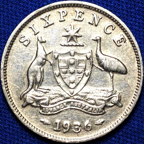 1936 Australian Sixpence, 'good Fine / good Very Fine'