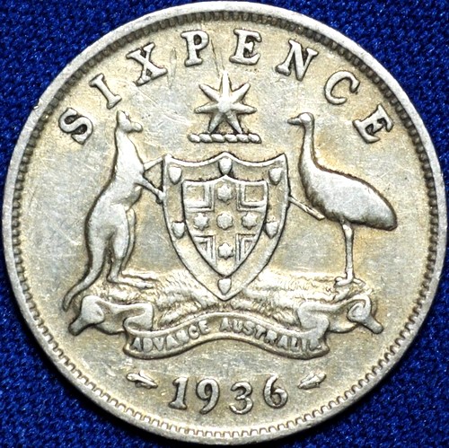 1936 Australian Sixpence, 'good Fine / about Very Fine' - Click Image to Close
