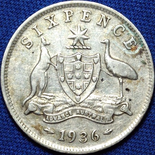 1936 Australian Sixpence, 'Fine / Very Fine', detractors