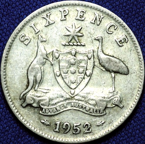 1952 Australian Sixpence, 'about Very Fine' - Click Image to Close