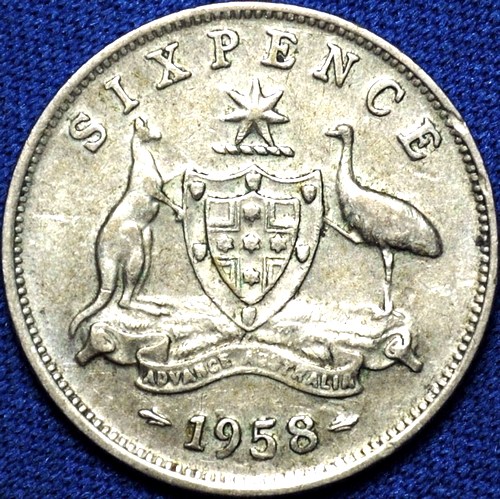 1958 Australian Sixpence, 'average circulated' - Click Image to Close