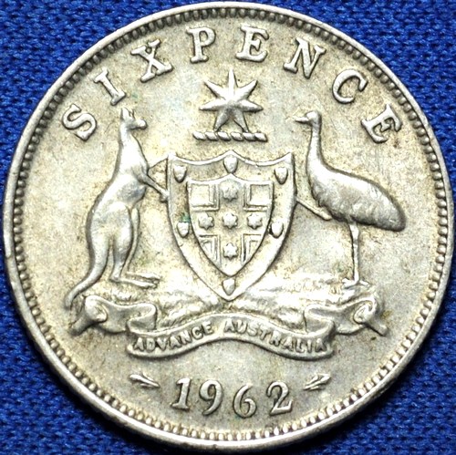 1962 Australian Sixpence, 'average circulated' - Click Image to Close