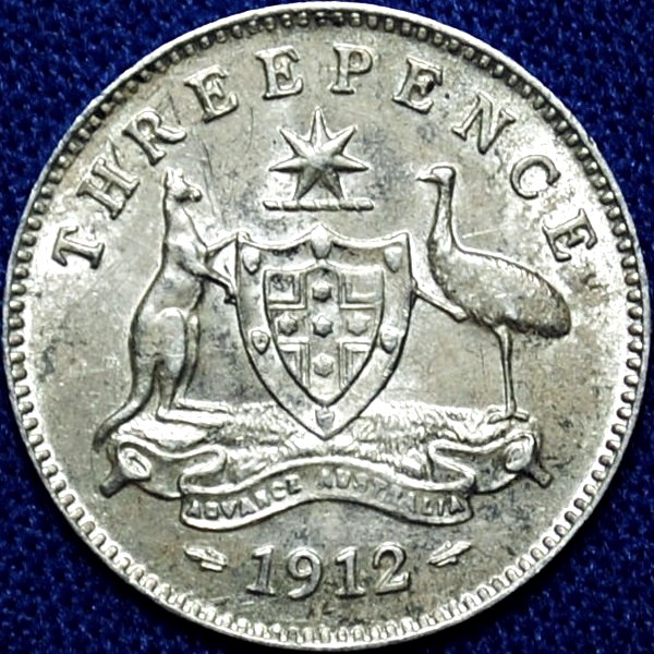 1912 Australian Threepence, 'good Very Fine' - Click Image to Close