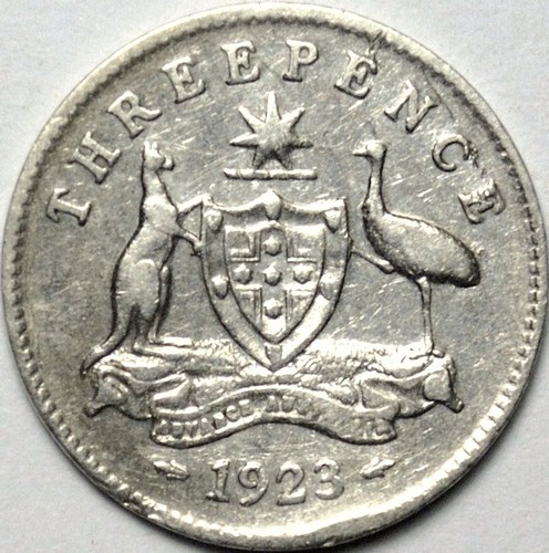 1923 Australian Threepence, 'aF / gF', detractors - Click Image to Close
