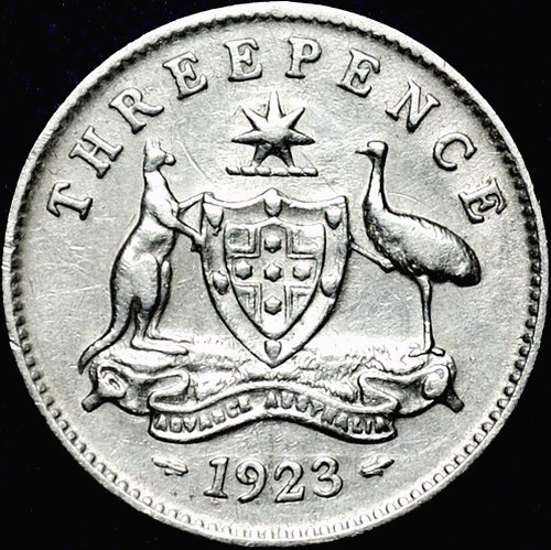 1923 Australian Threepence, 'aVF / gVF', cleaned