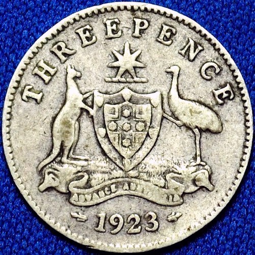 1923 Australian Threepence, 'about Fine', detractors - Click Image to Close