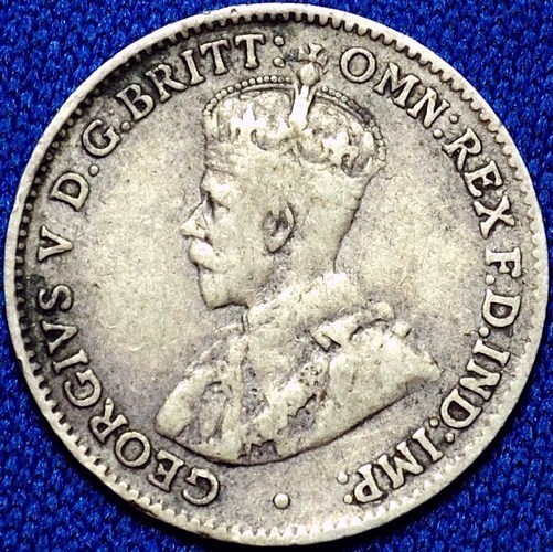 1923 Australian Threepence, 'about Fine', detractors - Click Image to Close