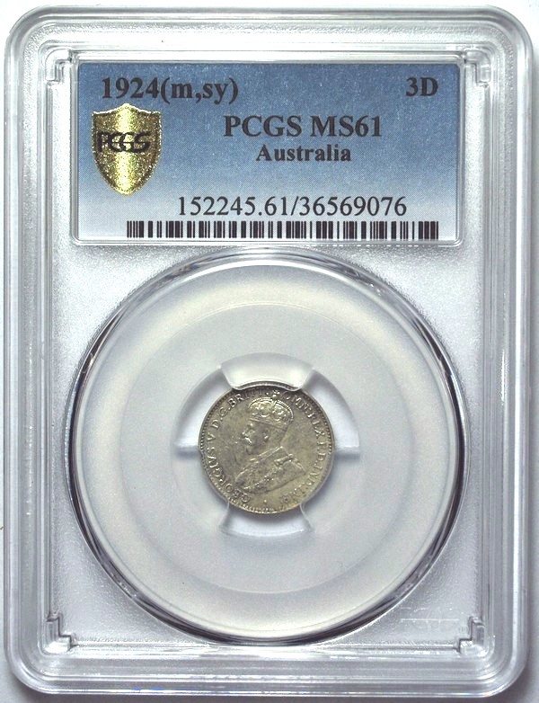 1924 Australian Threepence, PCGS MS61 'Uncirculated' - Click Image to Close