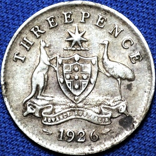 1926 Australian Threepence, 'about Very Fine'