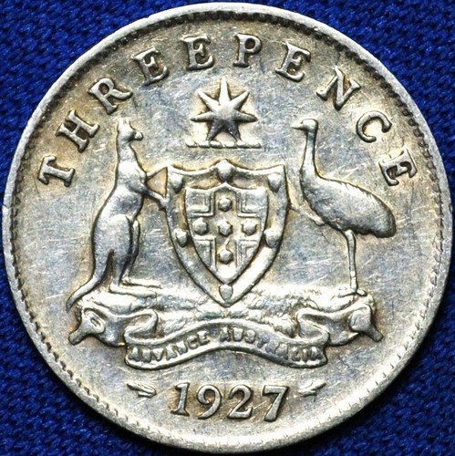 1927 Australian Threepence, 'aF / VF', cleaned - Click Image to Close