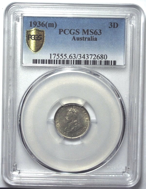 1936 Australian Threepence, PCGS MS63 'Uncirculated' - Click Image to Close
