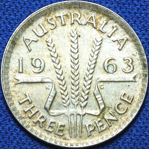 1963 Australian Threepence, 'average circulated'