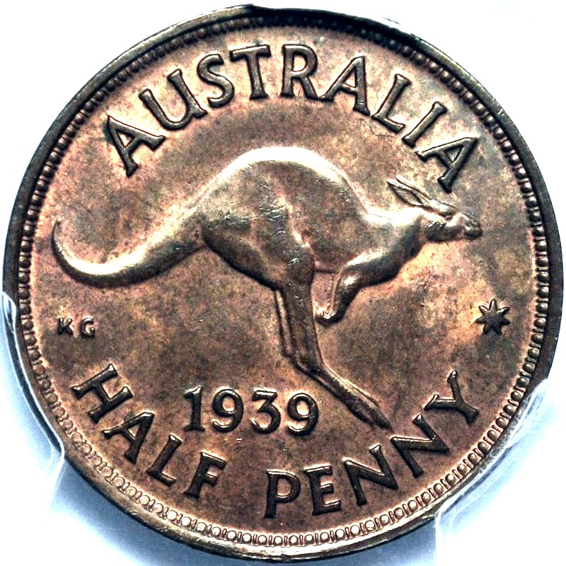 1939 roo Australian Halfpenny, PCGS MS62 'Uncirculated' - Click Image to Close