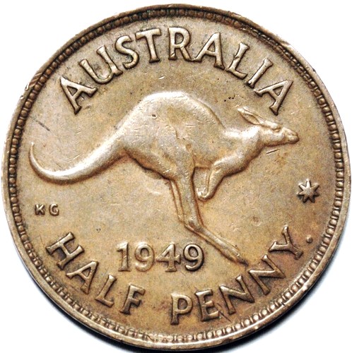 1949 Australian Halfpenny, 'average circulated' - Click Image to Close