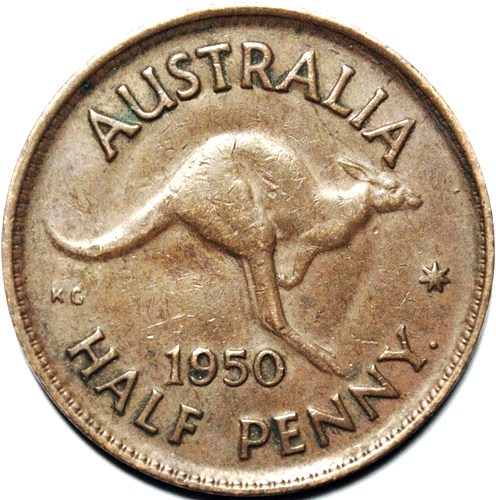 1950 Australian Halfpenny, 'average circulated' - Click Image to Close