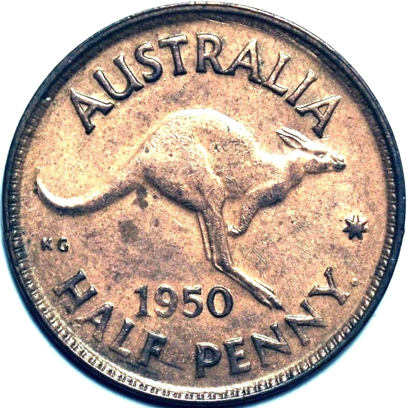 1950 Australian Halfpenny, 'Extremely Fine' - Click Image to Close