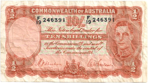 Ten Shilling Sheehan McFarlane Australian Banknote, 'Fine'