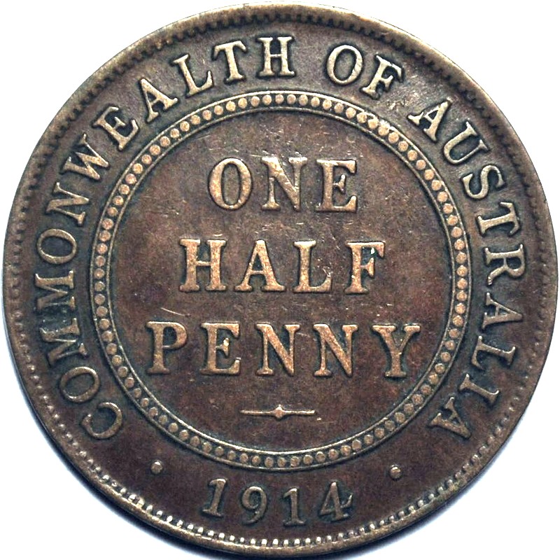 1914 Australian Halfpenny, 'good Fine'