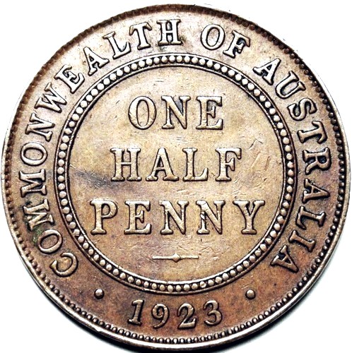 1923 Australian Halfpenny, 'Very Fine'